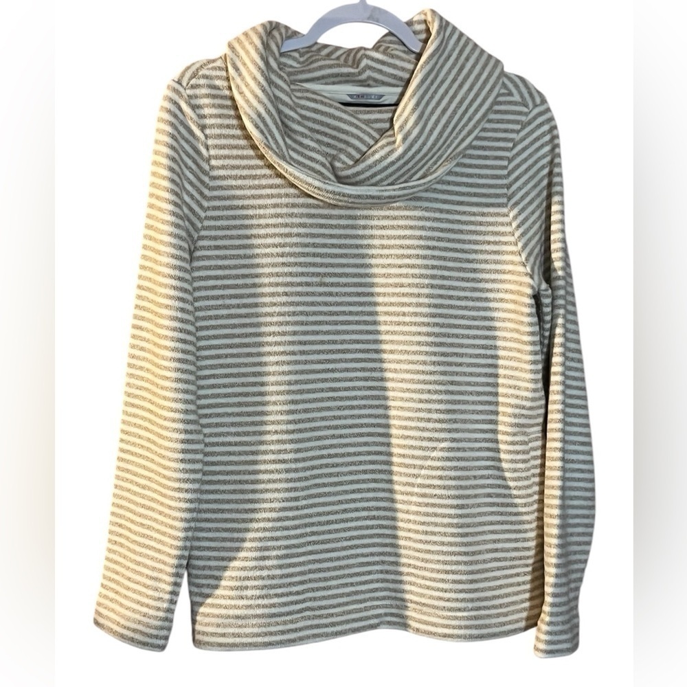 TOMMY‎ HILFIGER STRIPE COWL NECK FLEECE LINED LONG SLEEVE PULLOVER SWEATER Med.